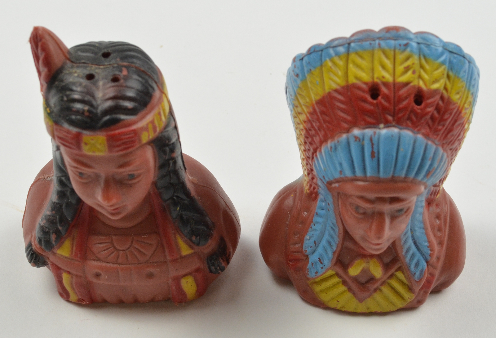 Vintage Native American Chief and Squaw Salt and Pepper Shakers